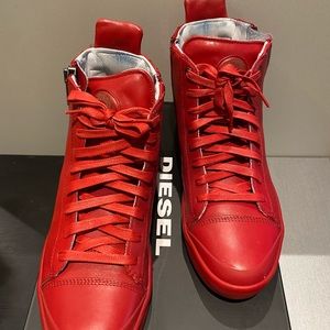 Diesel red zipper boots